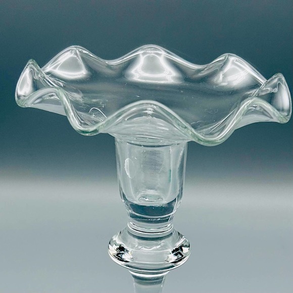 Art Glass Ruffled Taper Long stem Candlesticks 2 Piece - Picture 5 of 7
